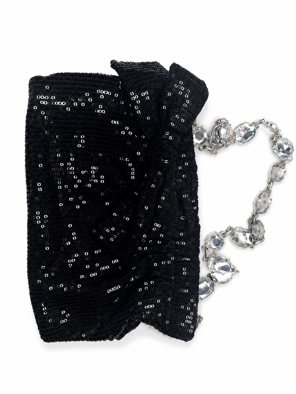 White House Black Market Sequin Evening Bag with Jeweled Handle & Bow